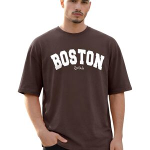 LEOTUDE Men's Half Sleeve Round Neck Cottonblend Graphic Print Oversized Tshirt for Man