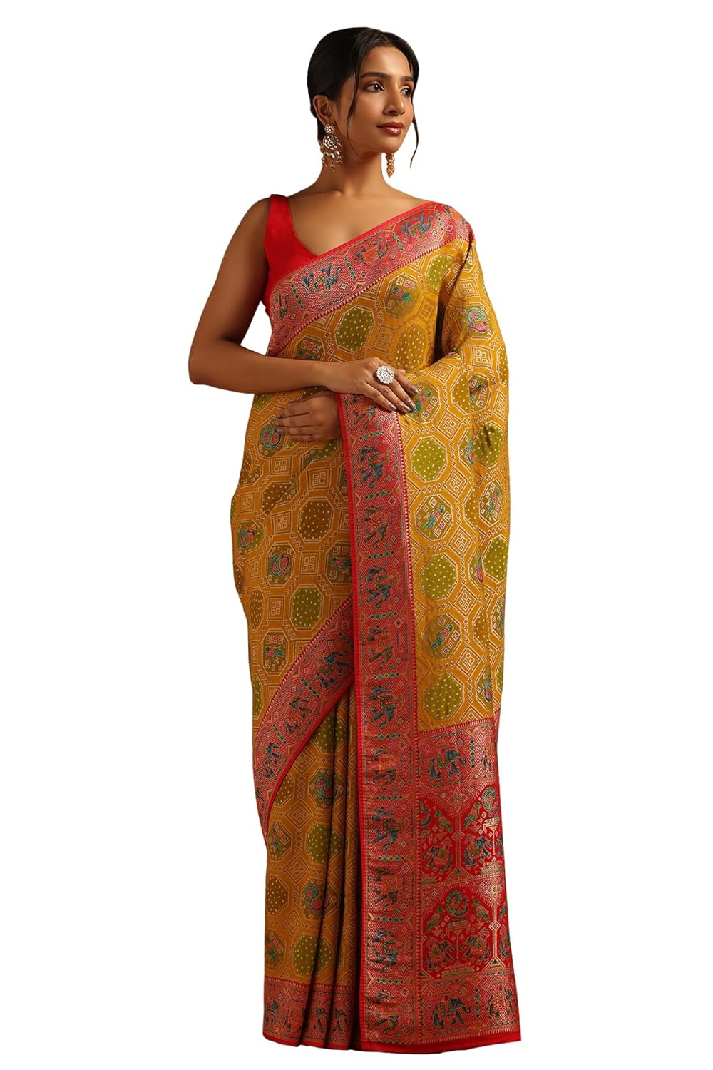 Soch Womens Georgette Bird Motifs Saree With Zari Woven - Image 2