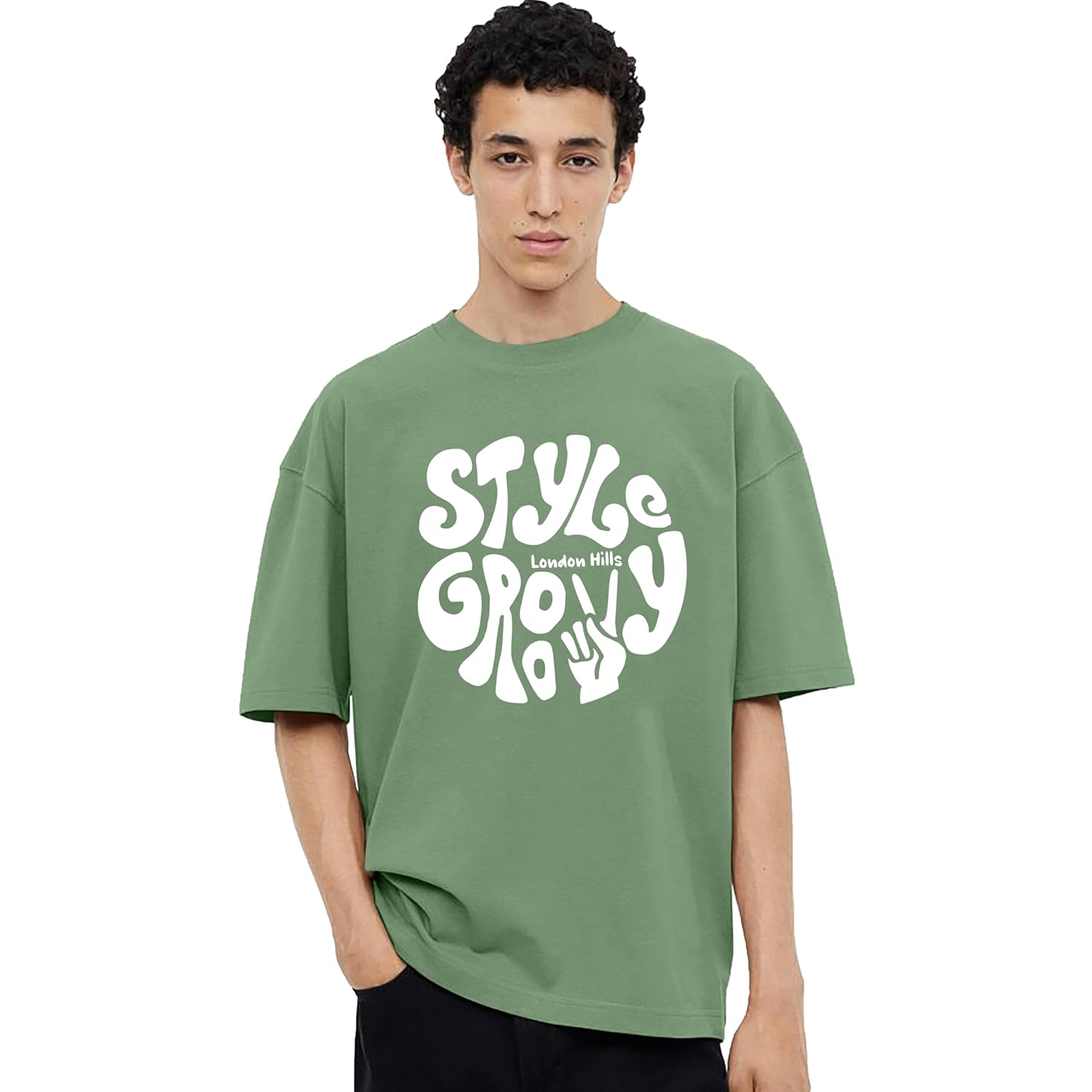 London Hills Men's Cotton Oversized Fit Casual Printed Round Neck, Oversized Longline Drop Shoulder Boho Style T-Shirt - Image 10