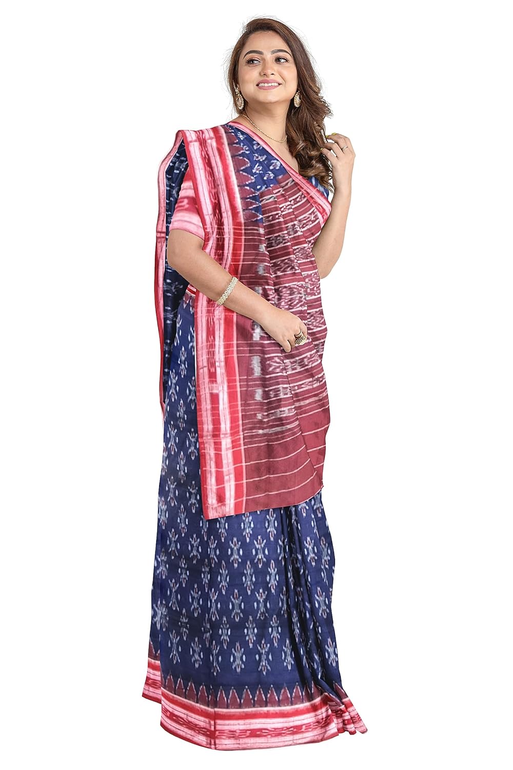NUAPATANALOOM Odisha Sambalpuri Handloom Ikat Women's Cotton Saree, Odisha Handloom Handmade Pure Cotton Khandua Saree, Ikkat Orissa Traditional Handloom Saree Without Blouse - Image 6