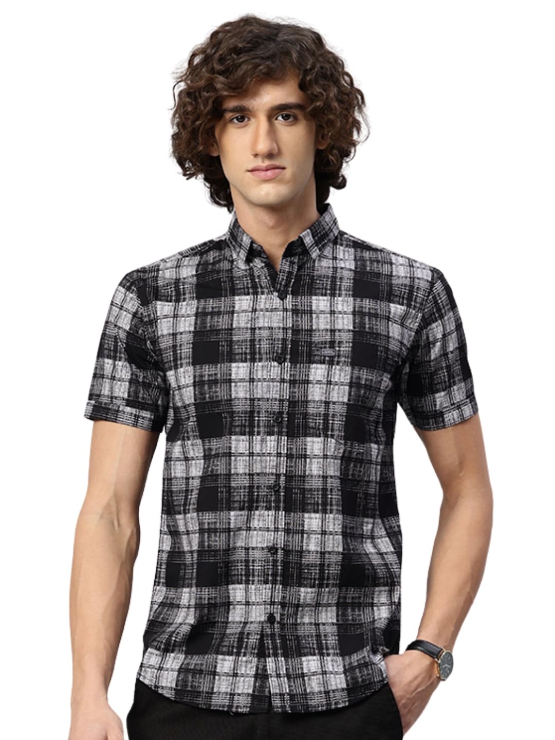 Majestic Man Slim Fit Short Sleeve Checked Pure Cotton Casual Shirt - Image 4