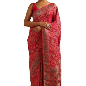 Soch Womens Georgette Bird Motifs Saree With Zari Woven