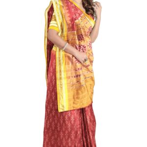 NUAPATANALOOM Odisha Sambalpuri Handloom Ikat Women's Cotton Saree, Odisha Handloom Handmade Pure Cotton Khandua Saree, Ikkat Orissa Traditional Handloom Saree Without Blouse