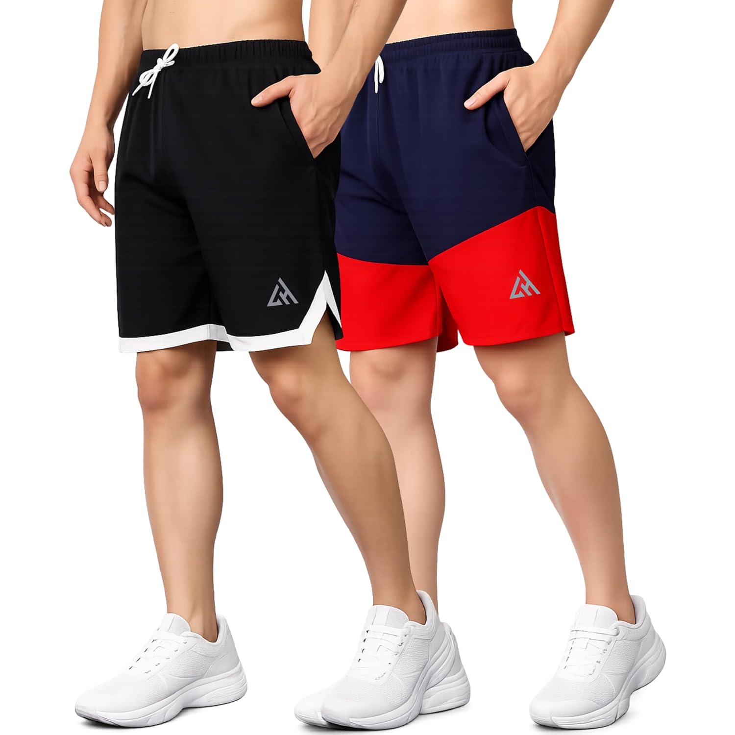 London Hills Men's Sports Running Shorts Lightweight Quick Dry Gym Workout Training Shorts with Zipper Side Pockets Elastic Waist Adjustable Drawstring Athletic Activewear Running Jogging Fitness Yoga - Image 3