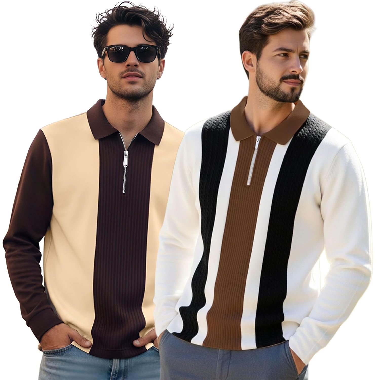 T-Shirt for Men Zip Neck Texture Self Design Cotton Blend Mens Tshirts - Image 5