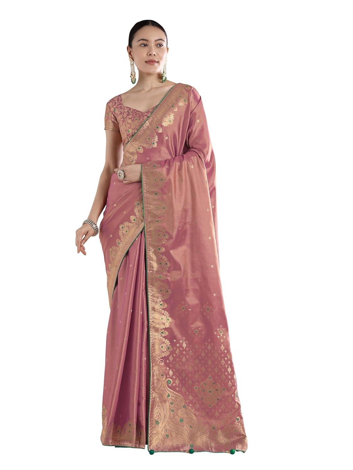 Monjolika Fashion Paisley Zari Woven Banarasi Tissue Silk Saree (15900_Color) - Image 4
