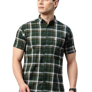 Majestic Man Slim Fit Short Sleeve Checked Pure Cotton Casual Shirt