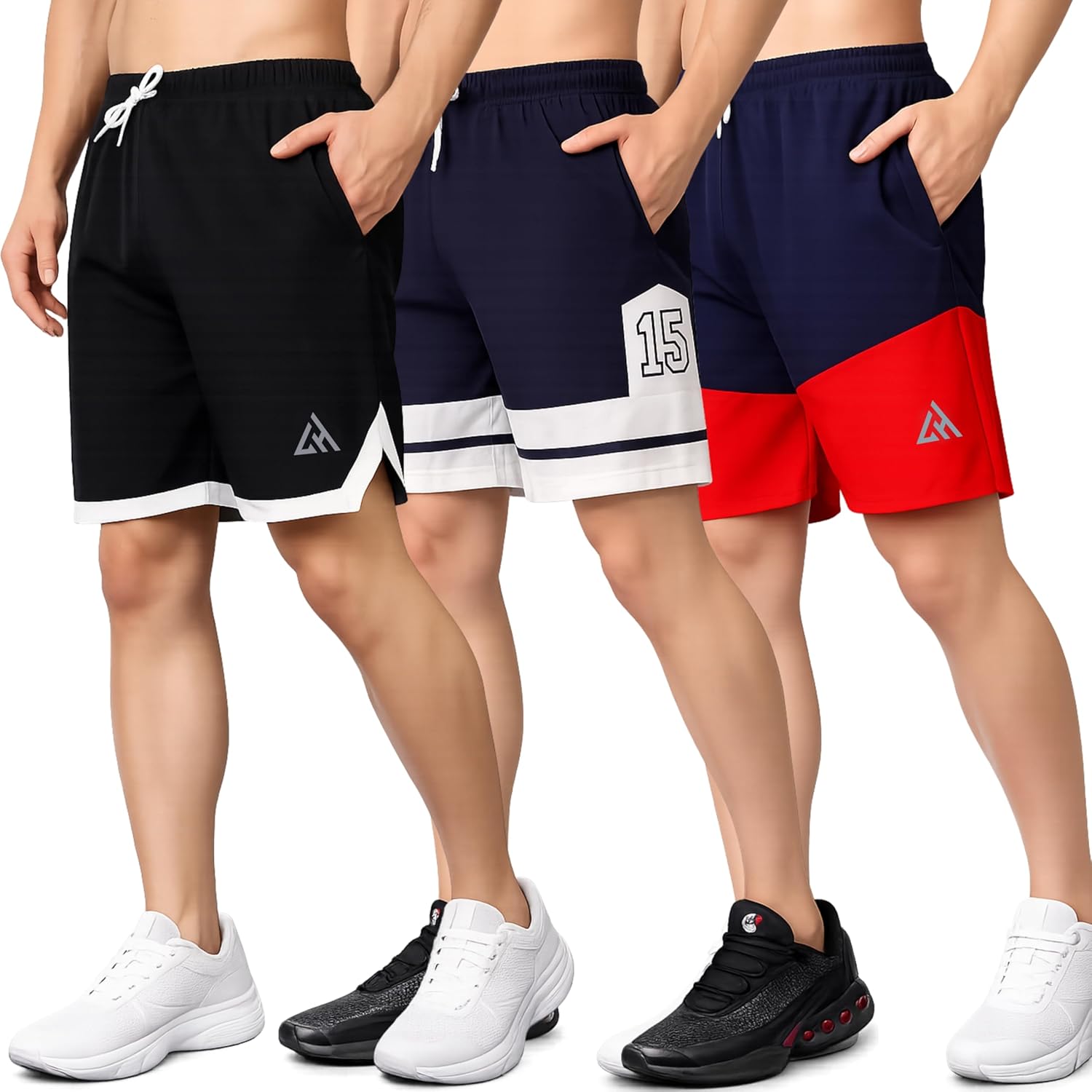 London Hills Men's Sports Running Shorts Lightweight Quick Dry Gym Workout Training Shorts with Zipper Side Pockets Elastic Waist Adjustable Drawstring Athletic Activewear Running Jogging Fitness Yoga - Image 5
