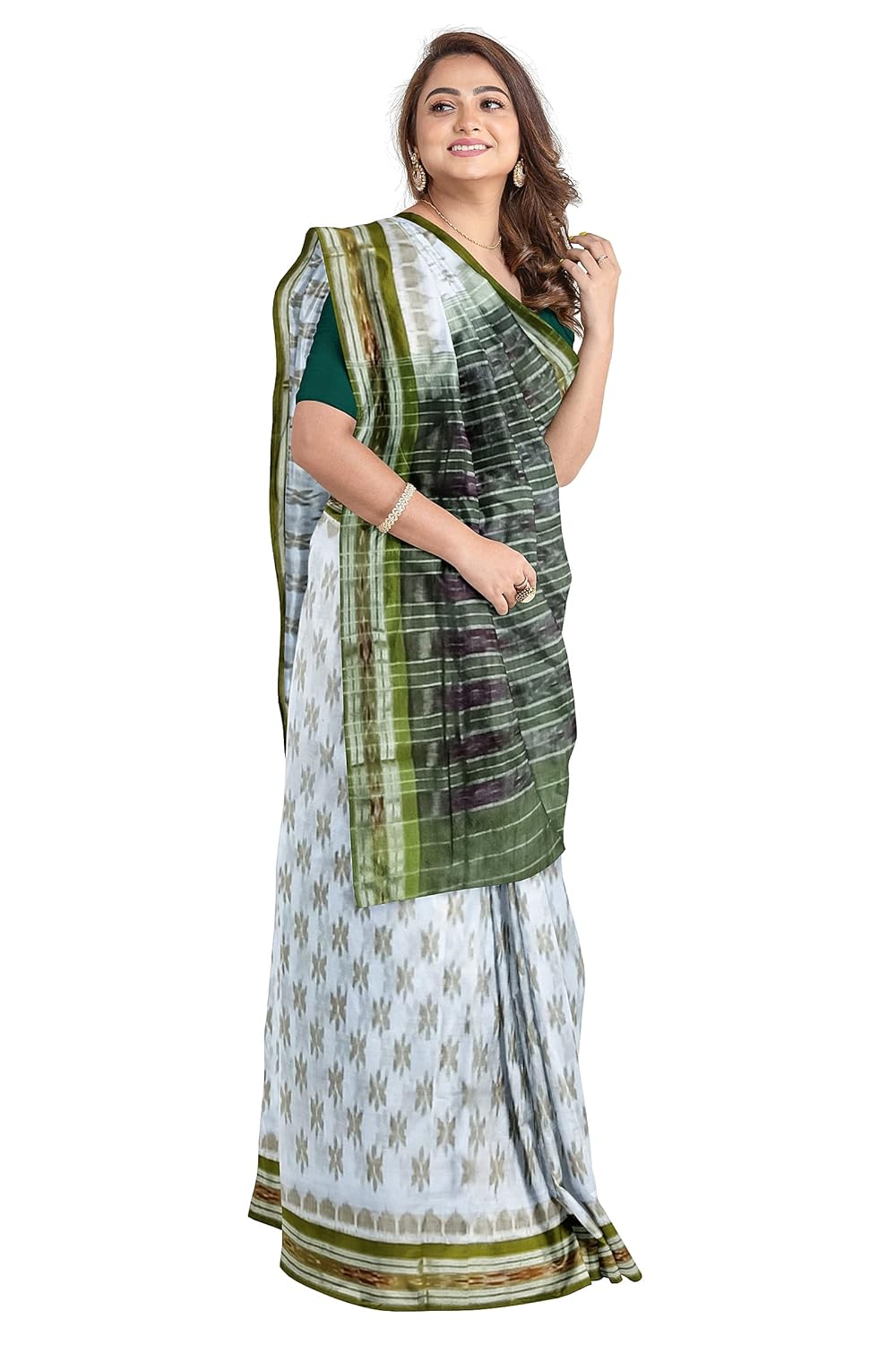NUAPATANALOOM Odisha Sambalpuri Handloom Ikat Women's Cotton Saree, Odisha Handloom Handmade Pure Cotton Khandua Saree, Ikkat Orissa Traditional Handloom Saree Without Blouse - Image 4