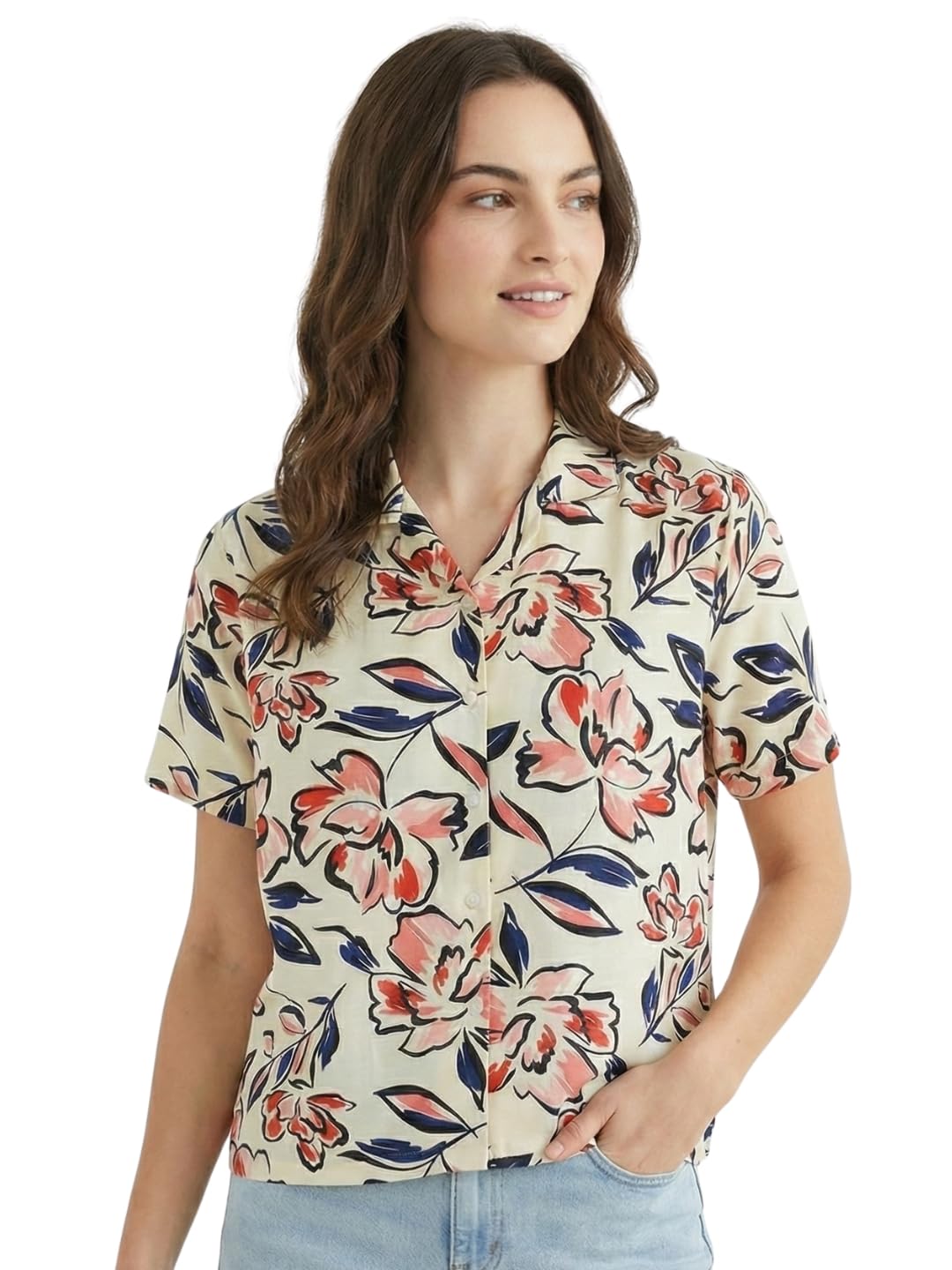 Premium Floral Printed Shirt for Women with Short Sleeves, Ultra-Soft Cotton Blend, Regular Fit Womens Stylish Shirt Casual, Formal, Party, Beach, Summer Wear - Image 5