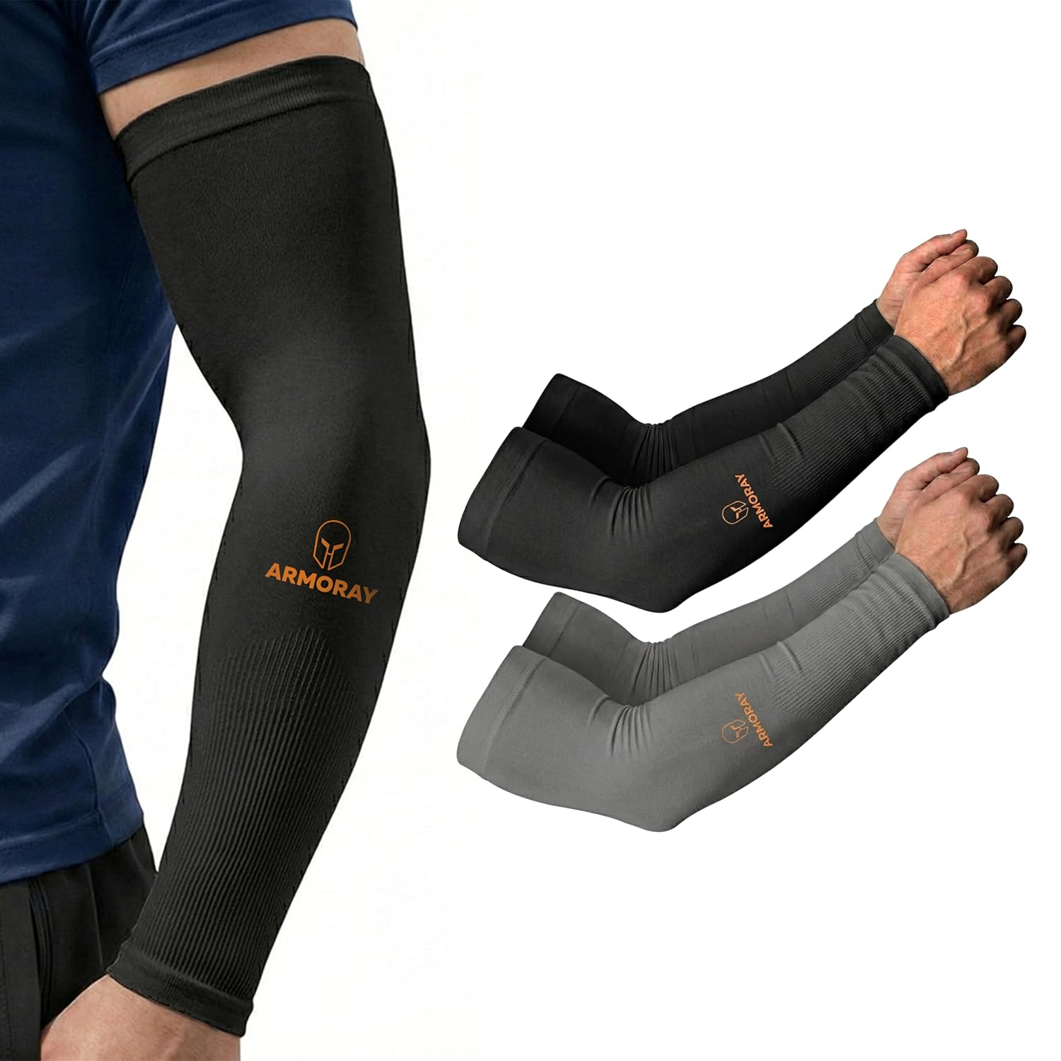 ARMORAY Arm Sleeves for Men or Women - Compression Warmers to Cover Tattoo - for Basketball Golf Running Football Cycling or Sun Protection - Image 12
