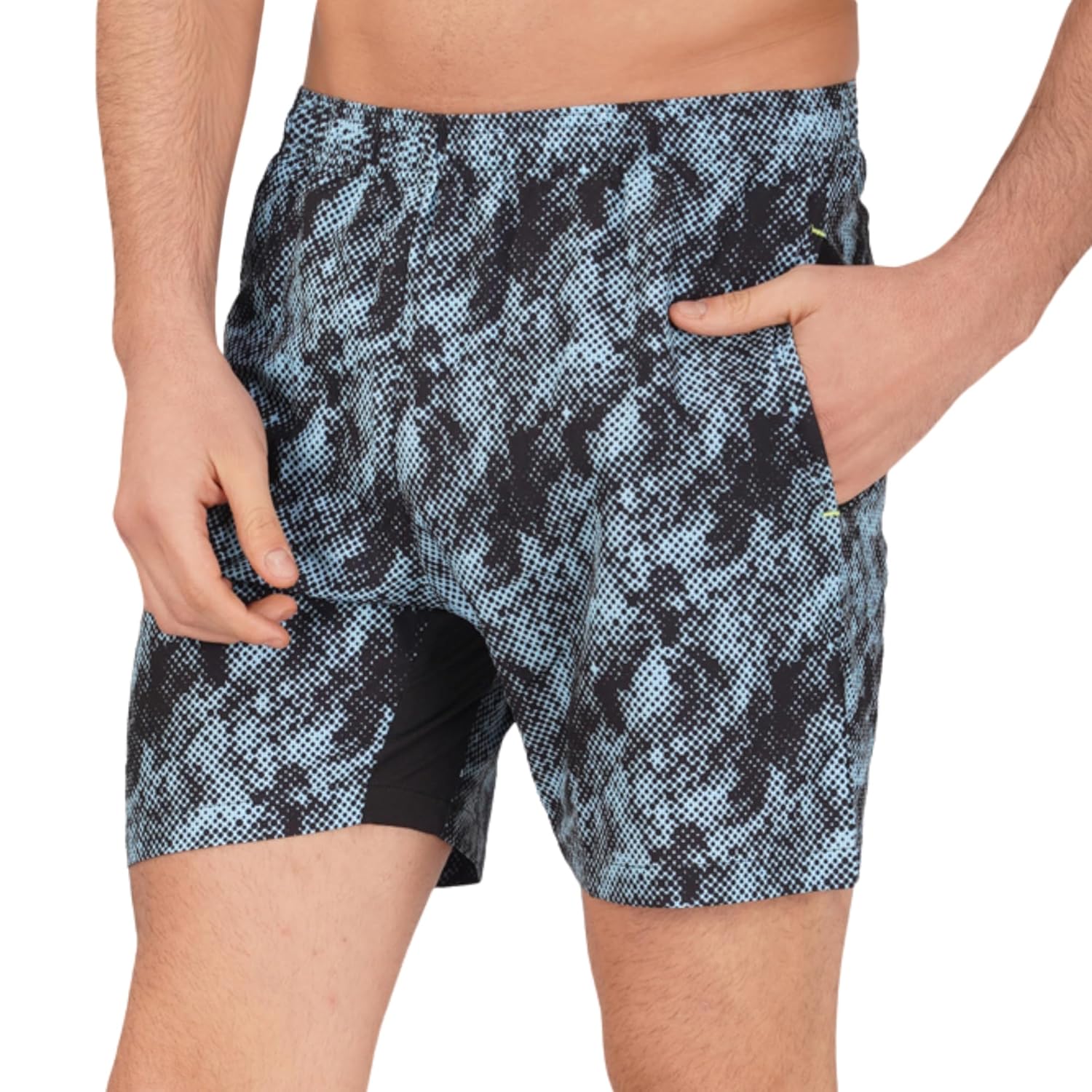 GYMIFIC Sports Training Running Dry Fit Solid Shorts for Men (Pack of 2) (XL, Black/TBLUE) - Image 4