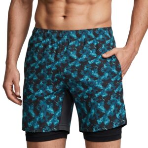 NINQ Mens 2 Pack Polyester Yoga Short Men Summer Running Gym Sports Shorts with Pockets Shorts for Men (in, Alpha, M, Regular, Black)