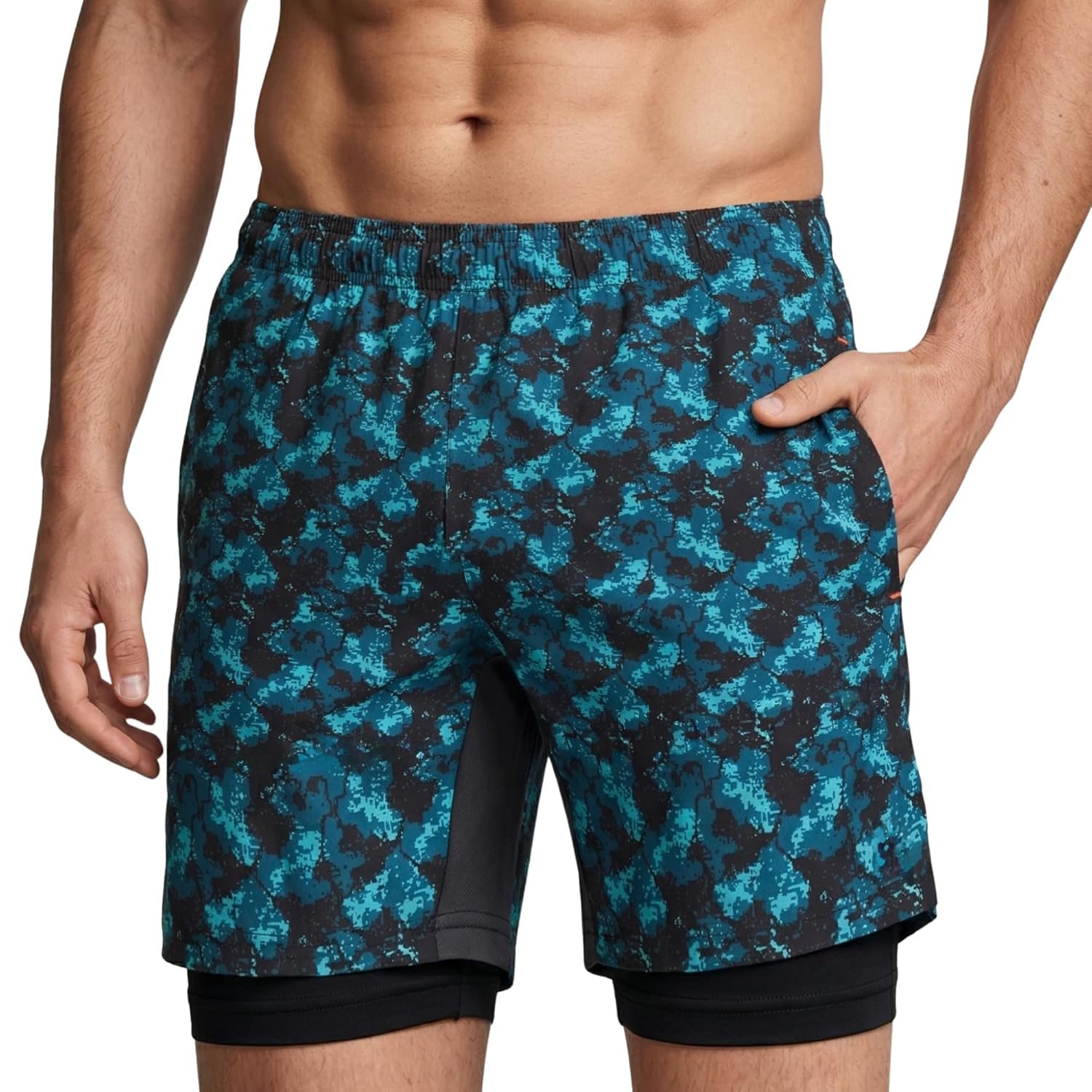 NINQ Mens 2 Pack Polyester Yoga Short Men Summer Running Gym Sports Shorts with Pockets Shorts for Men (in, Alpha, M, Regular, Black)