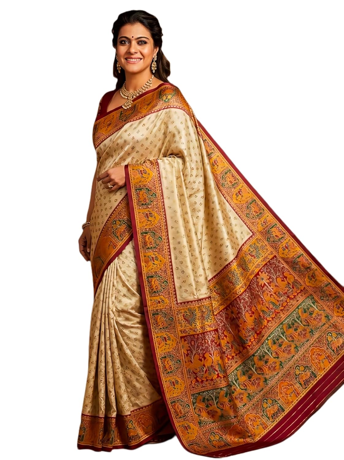 Women's Tissue Silk Saree with Zari Embroidery & Scalloped Borders | Designer Partty Wear Ethnic Saree with Unstitched Blouse Piece - Image 6