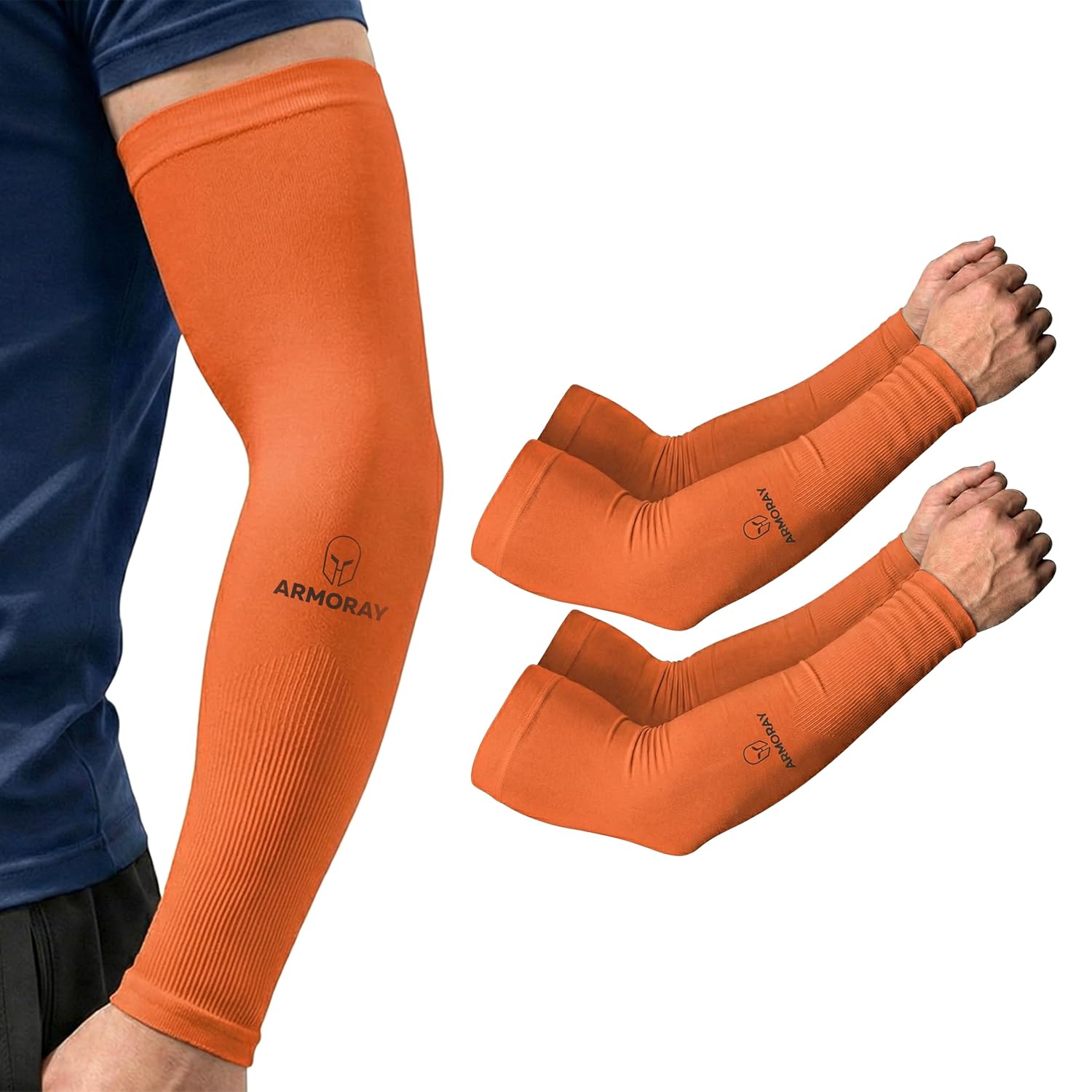 ARMORAY Arm Sleeves for Men or Women - Compression Warmers to Cover Tattoo - for Basketball Golf Running Football Cycling or Sun Protection - Image 4