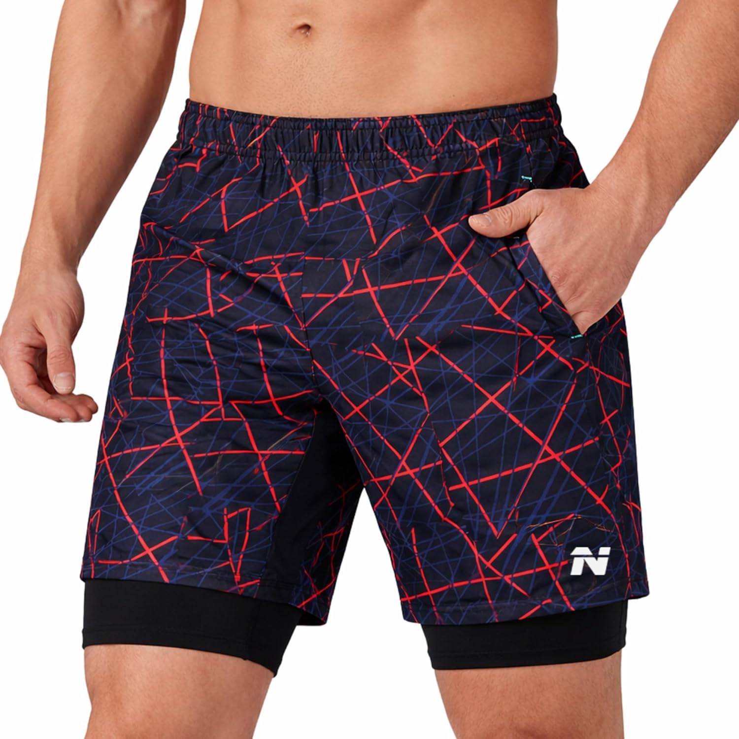 NINQ Mens 2 Pack Polyester Yoga Short Men Summer Running Gym Sports Shorts with Pockets Shorts for Men (in, Alpha, M, Regular, Black) - Image 2