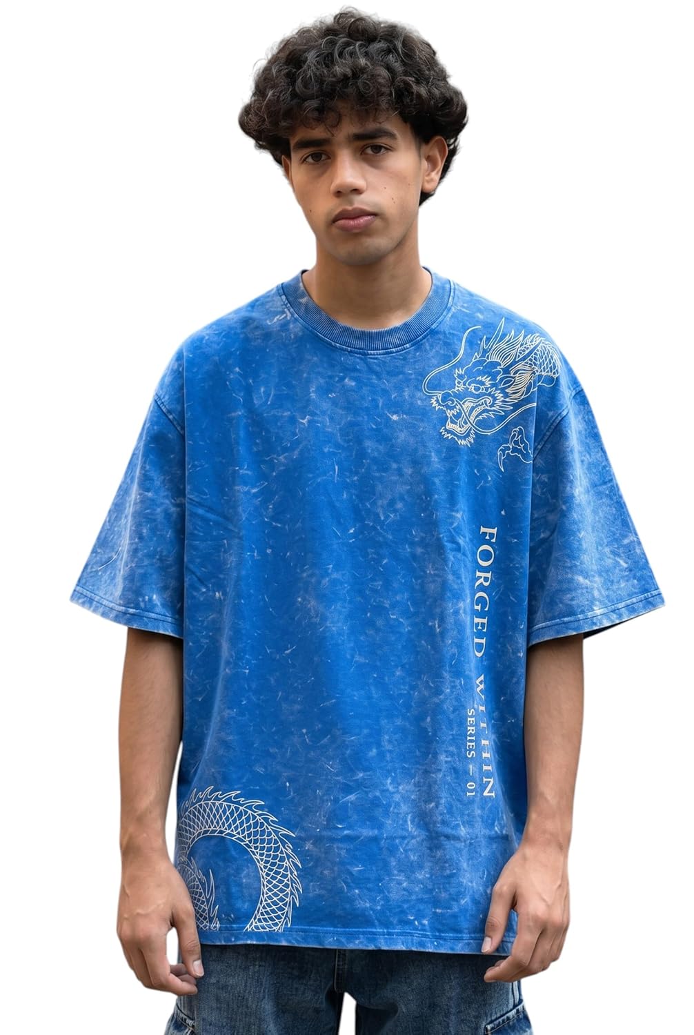 boffi ... 100% Cotton Oversized T-Shirt Unisex Drop Shoulder Dye Washed Street Look Black Pack of 1 - Image 6