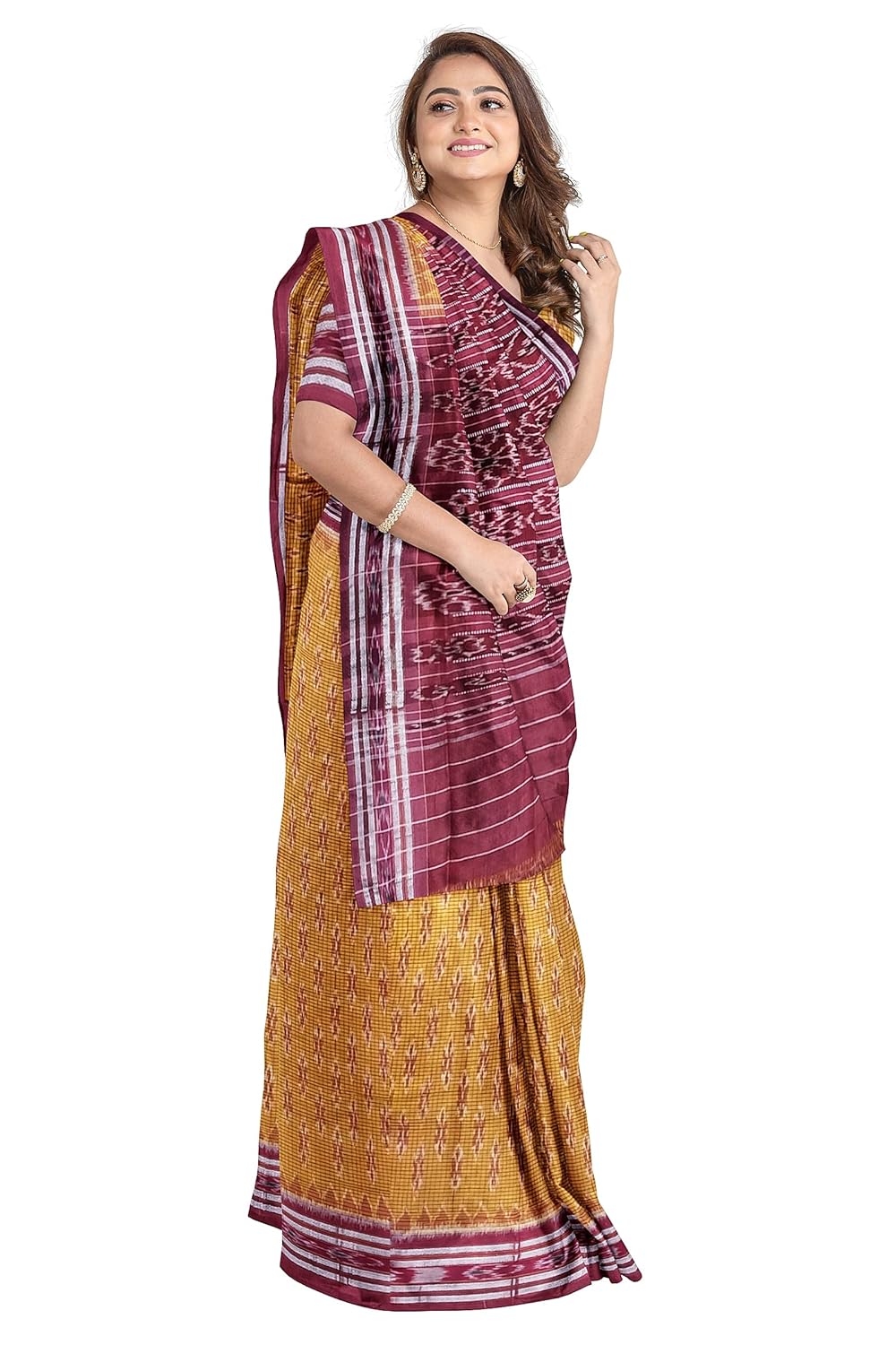 NUAPATANALOOM Odisha Sambalpuri Handloom Ikat Women's Cotton Saree, Odisha Handloom Handmade Pure Cotton Khandua Saree, Ikkat Orissa Traditional Handloom Saree Without Blouse - Image 10