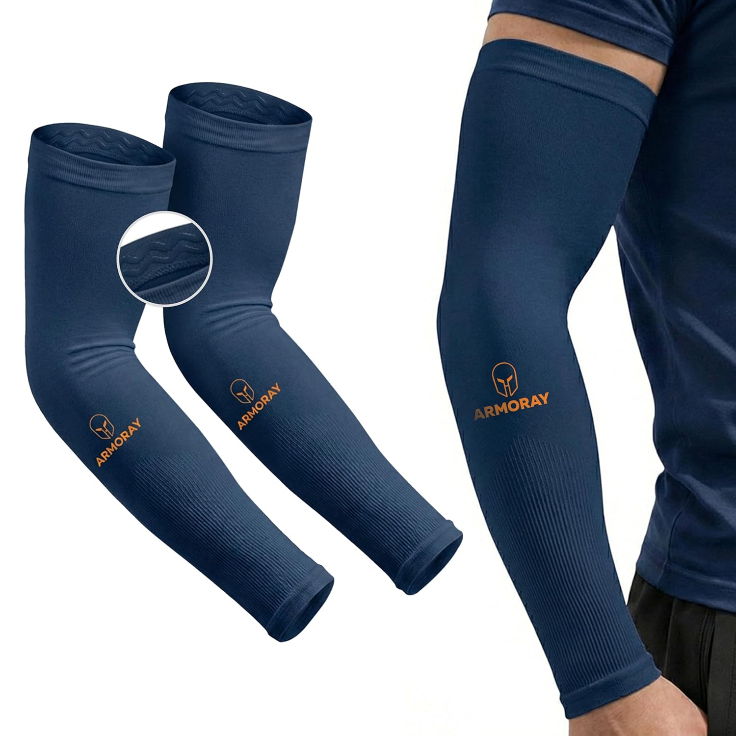 ARMORAY Arm Sleeves for Men or Women - Compression Warmers to Cover Tattoo - for Basketball Golf Running Football Cycling or Sun Protection - Image 10