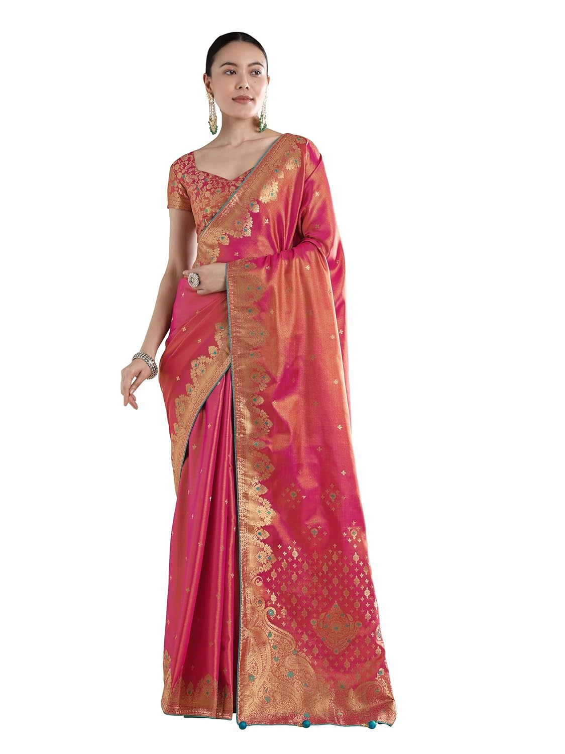 Monjolika Fashion Paisley Zari Woven Banarasi Tissue Silk Saree (15900_Color) - Image 2