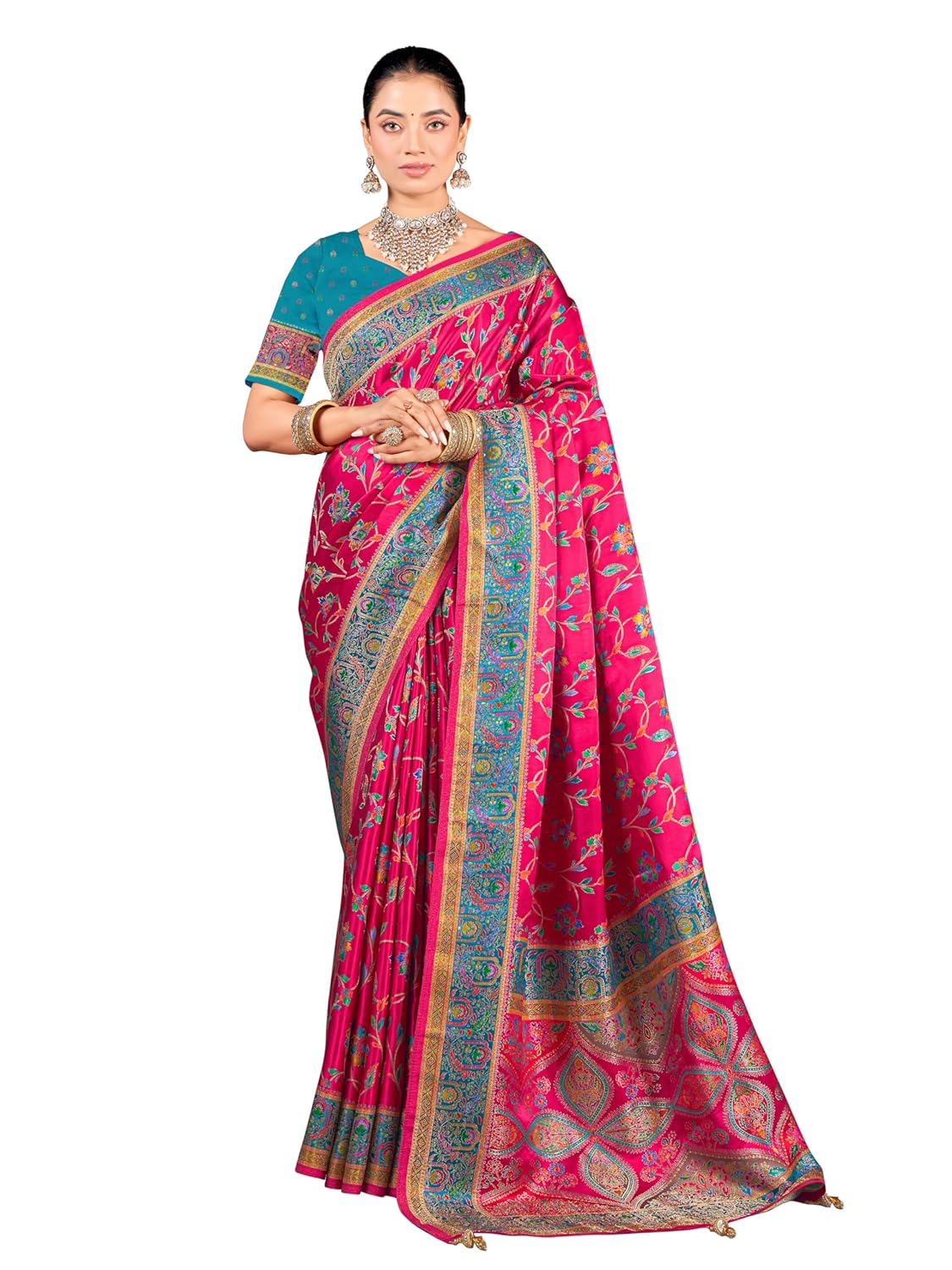 Glory Sarees Women's Luxurious Dola Pure Silk Original Saree Position Print Work Madhubani Inspired Motifs Banarasi Kanjivaram Style Saree With Blouse Piece (Elegant101_Parent) - Image 17