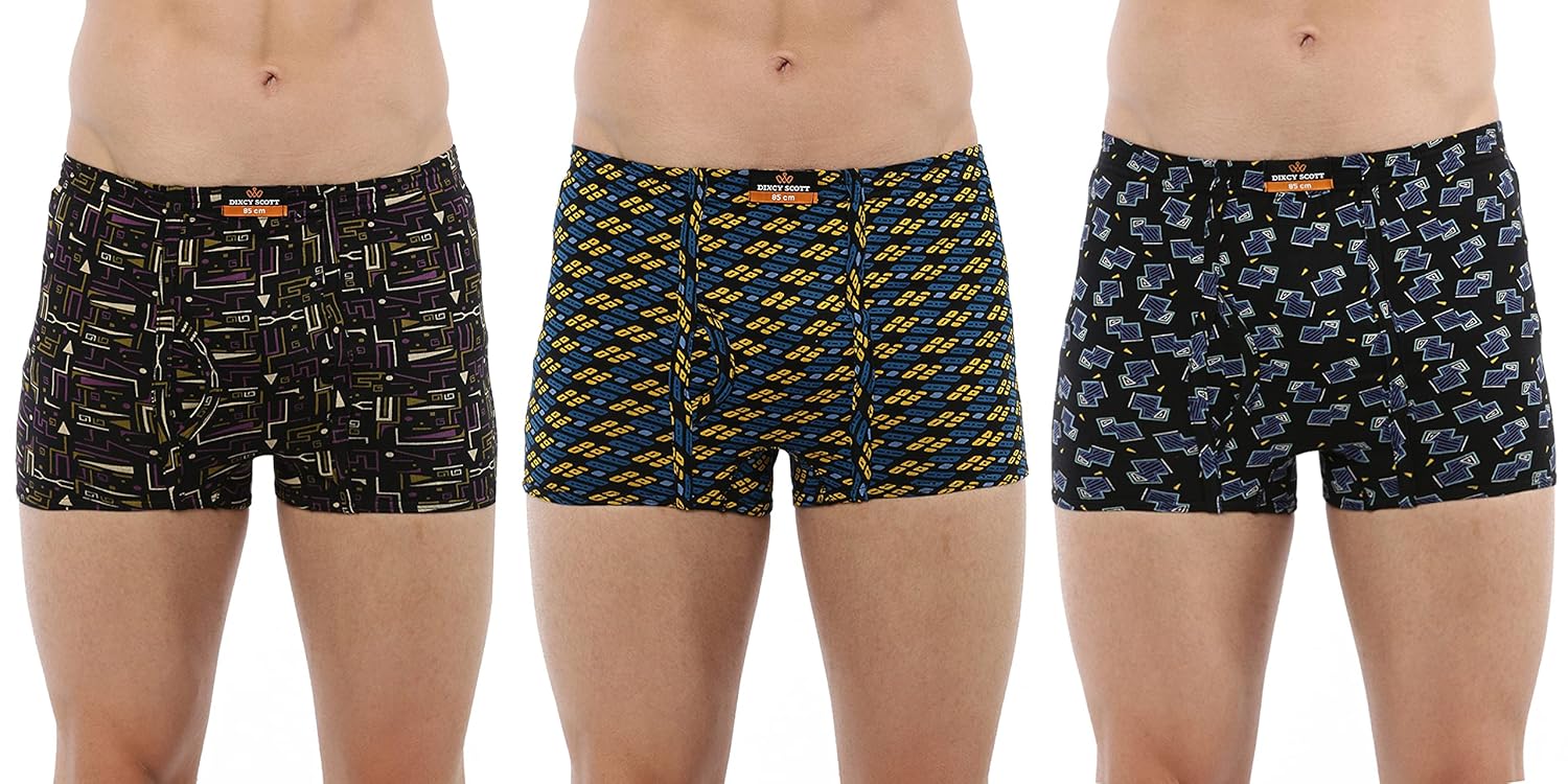 Dixcy Scott Originals Men 100% Combed Cotton Long Trunk (Pack of 3) (Assorted) - Image 6