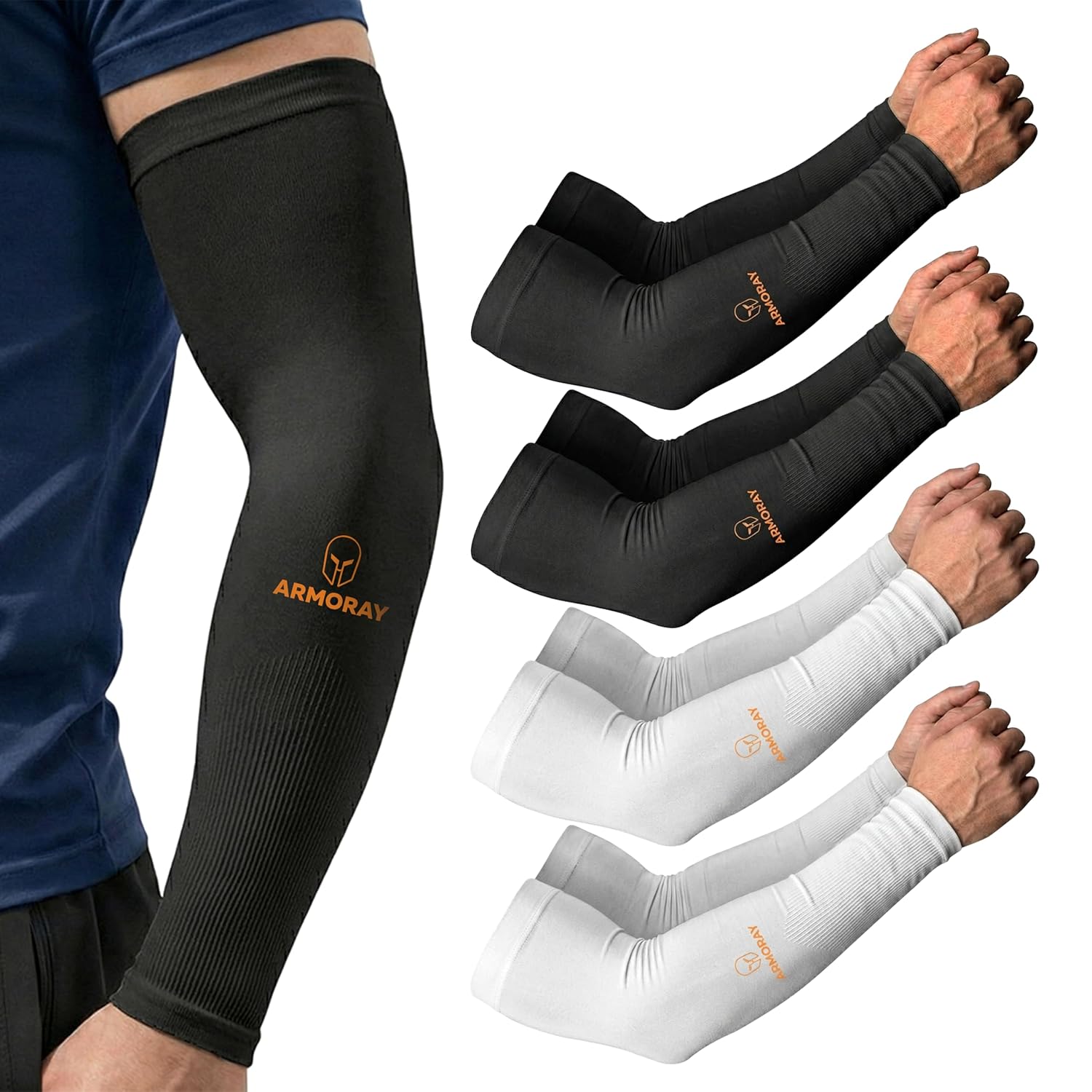 ARMORAY Arm Sleeves for Men or Women - Compression Warmers to Cover Tattoo - for Basketball Golf Running Football Cycling or Sun Protection - Image 6