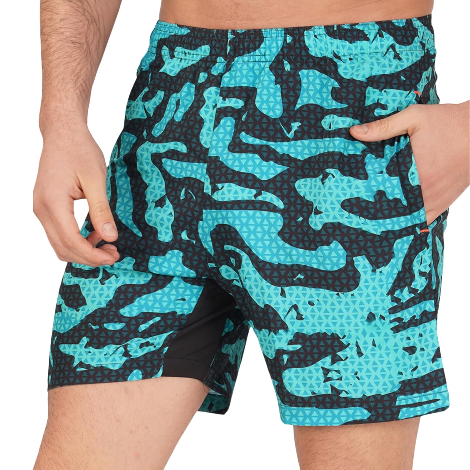GYMIFIC Sports Training Running Dry Fit Solid Shorts for Men (Pack of 2) (XL, Black/TBLUE) - Image 6