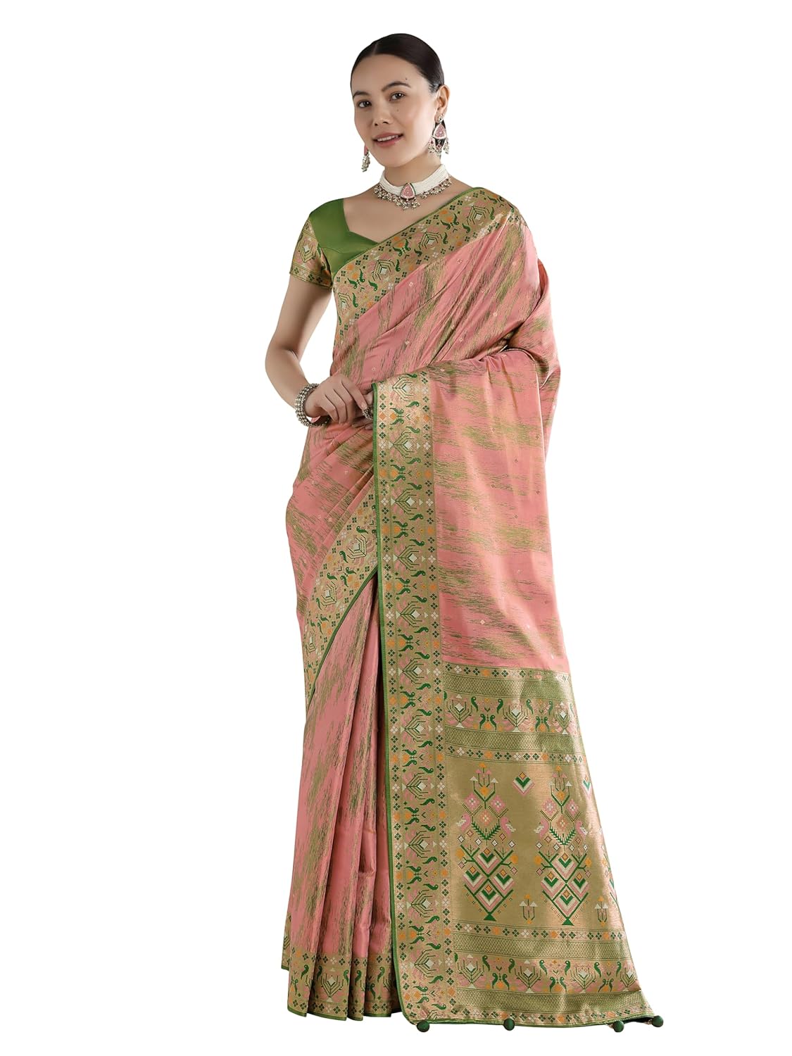 Monjolika Fashion Women's Banarasi Tissue Silk Paithani Woven Saree (15700_Color) - Image 3