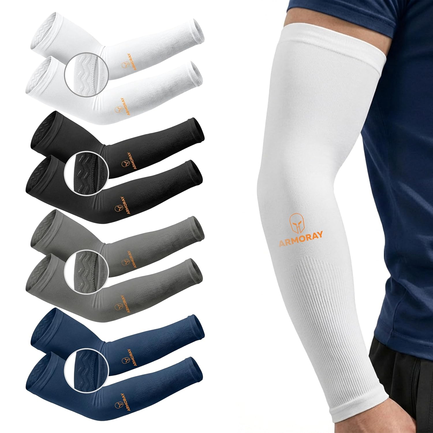 ARMORAY Arm Sleeves for Men or Women - Compression Warmers to Cover Tattoo - for Basketball Golf Running Football Cycling or Sun Protection - Image 11