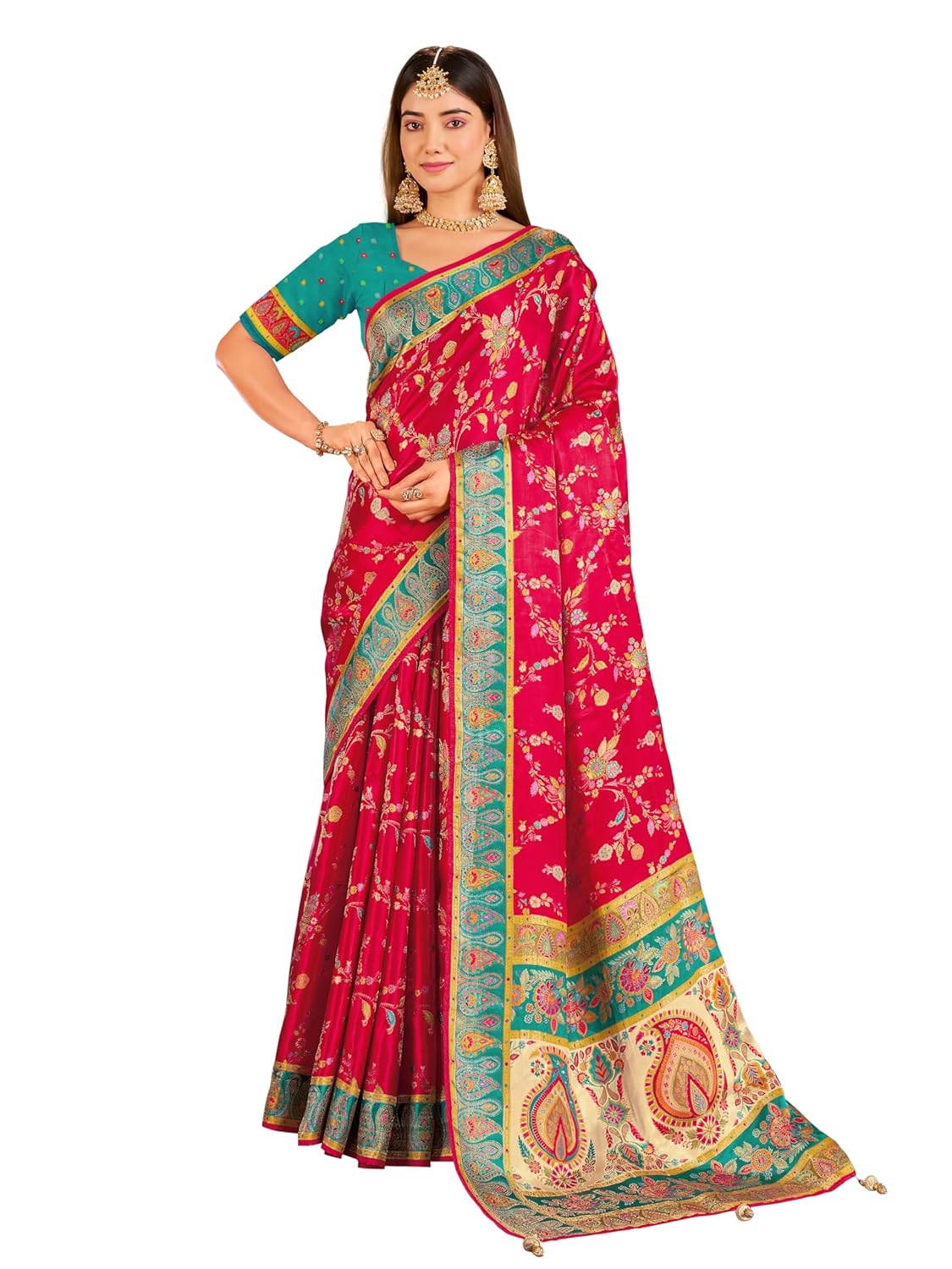 Glory Sarees Women's Luxurious Dola Pure Silk Original Saree Position Print Work Madhubani Inspired Motifs Banarasi Kanjivaram Style Saree With Blouse Piece (Elegant101_Parent) - Image 22