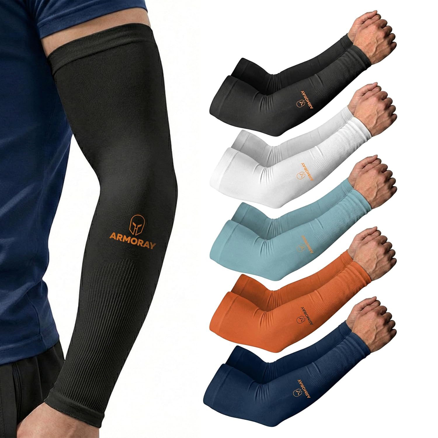 ARMORAY Arm Sleeves for Men or Women - Compression Warmers to Cover Tattoo - for Basketball Golf Running Football Cycling or Sun Protection - Image 8