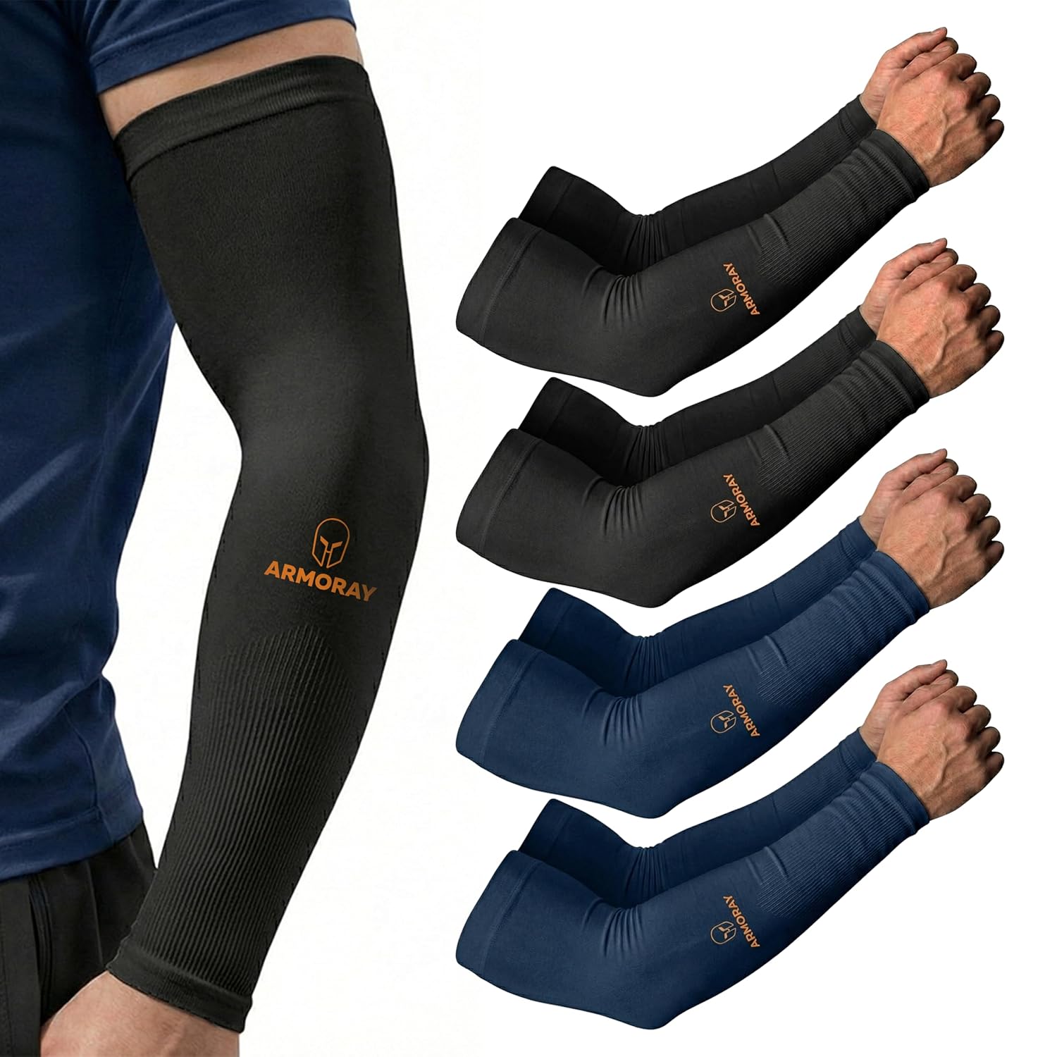 ARMORAY Arm Sleeves for Men or Women - Compression Warmers to Cover Tattoo - for Basketball Golf Running Football Cycling or Sun Protection - Image 13
