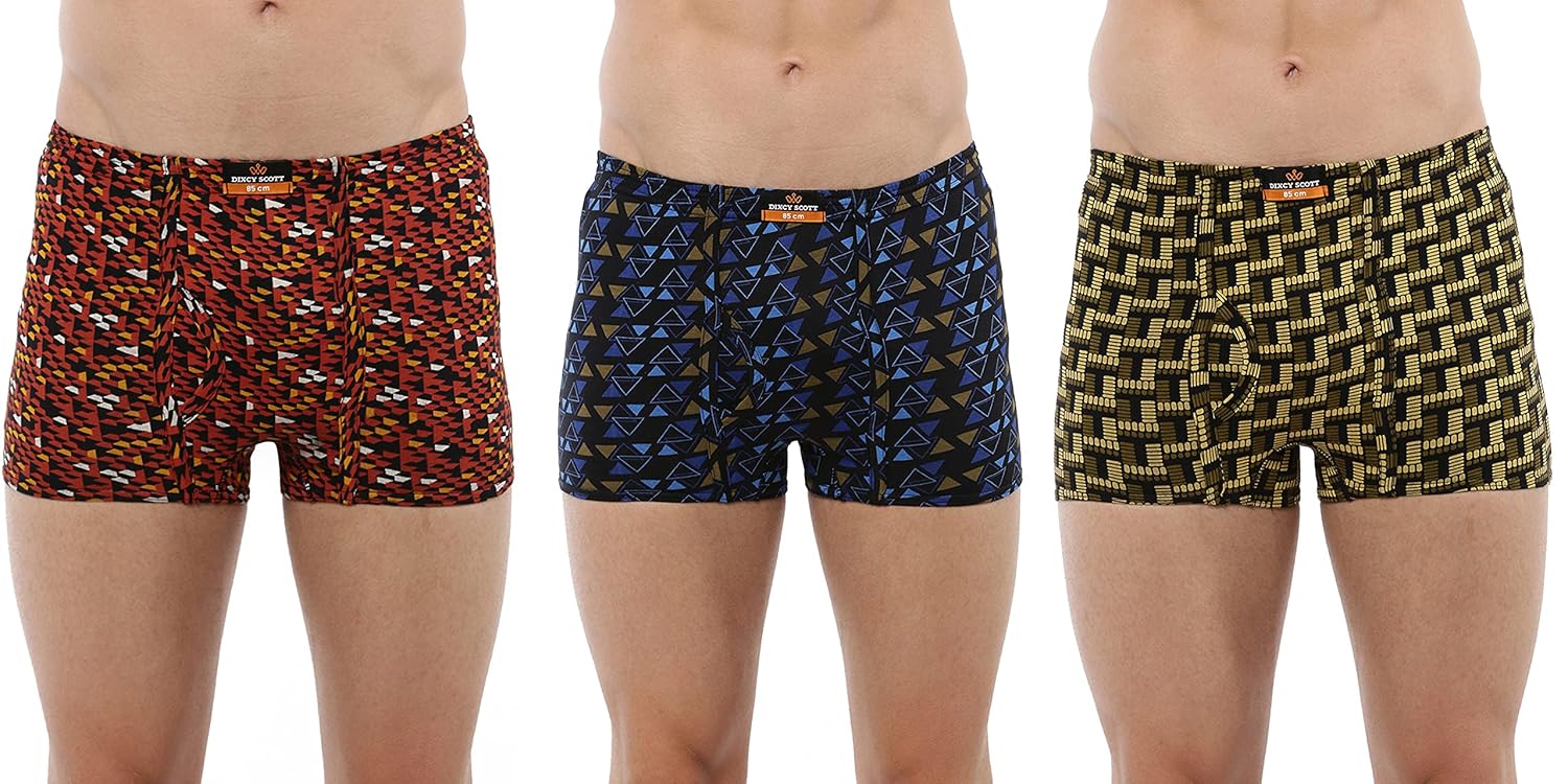 Dixcy Scott Originals Men 100% Combed Cotton Long Trunk (Pack of 3) (Assorted)