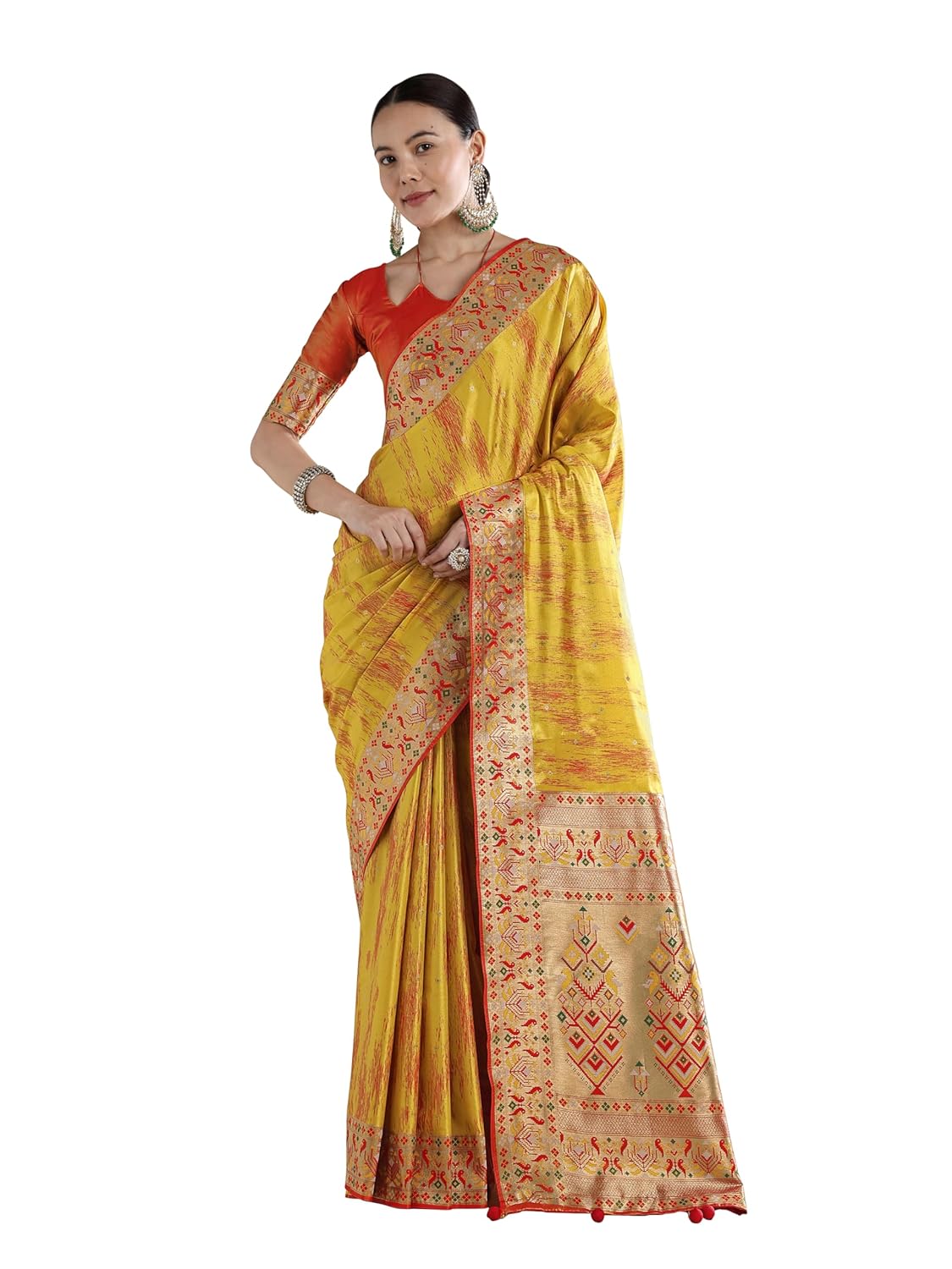 Monjolika Fashion Women's Banarasi Tissue Silk Paithani Woven Saree (15700_Color) - Image 4