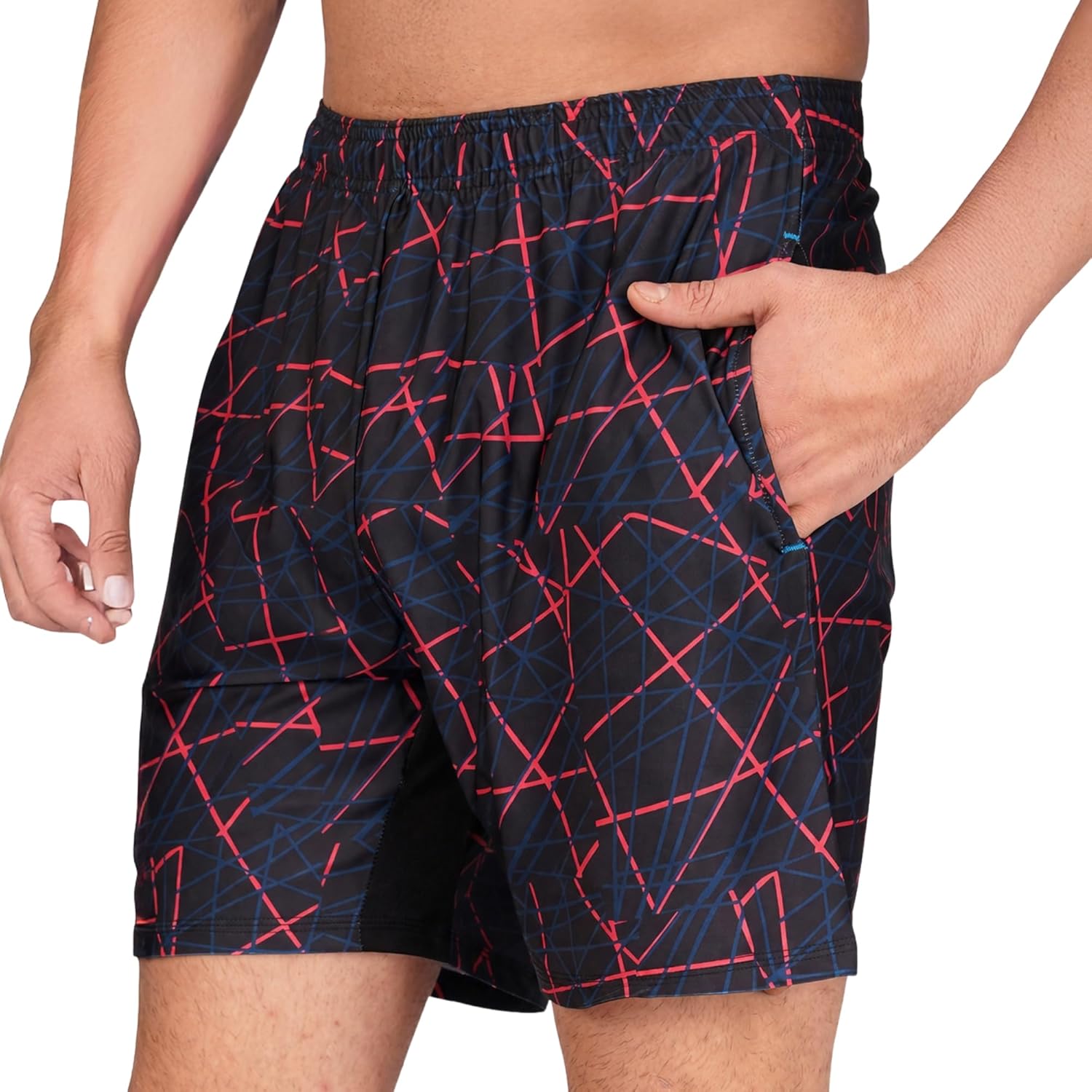 GYMIFIC Sports Training Running Dry Fit Solid Shorts for Men (Pack of 2) (XL, Black/TBLUE) - Image 5