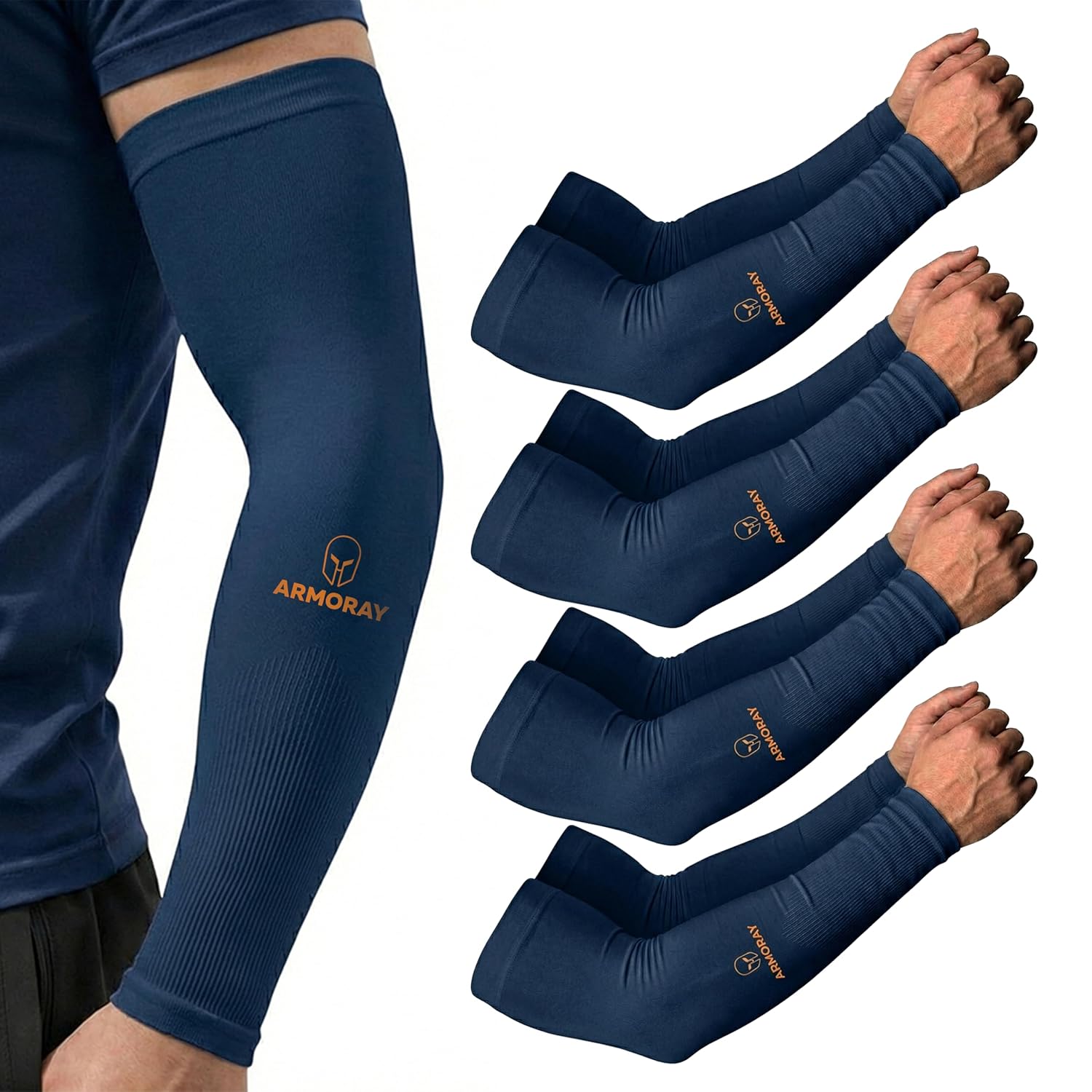 ARMORAY Arm Sleeves for Men or Women - Compression Warmers to Cover Tattoo - for Basketball Golf Running Football Cycling or Sun Protection - Image 3