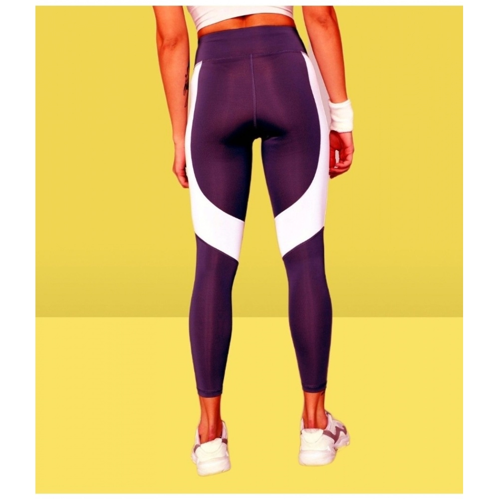 Generic Women's Polyster Solid Sport Leggings (Purple) - Image 2
