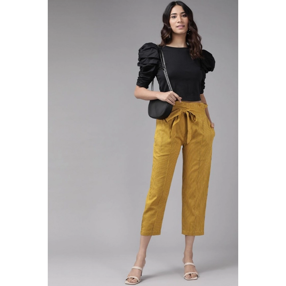 Generic Women's Casual Printed Cotton Flex Trouser Pant (Mustard) - Image 4