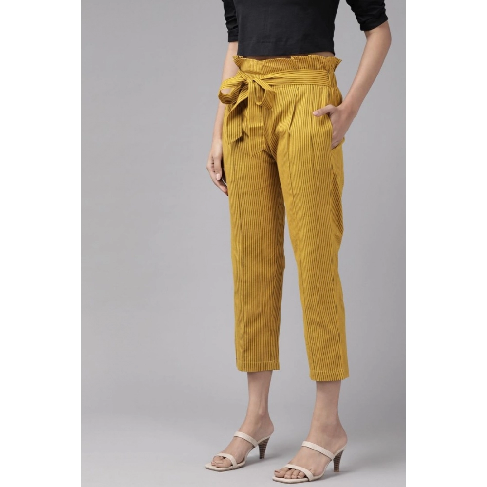 Generic Women's Casual Printed Cotton Flex Trouser Pant (Mustard) - Image 2