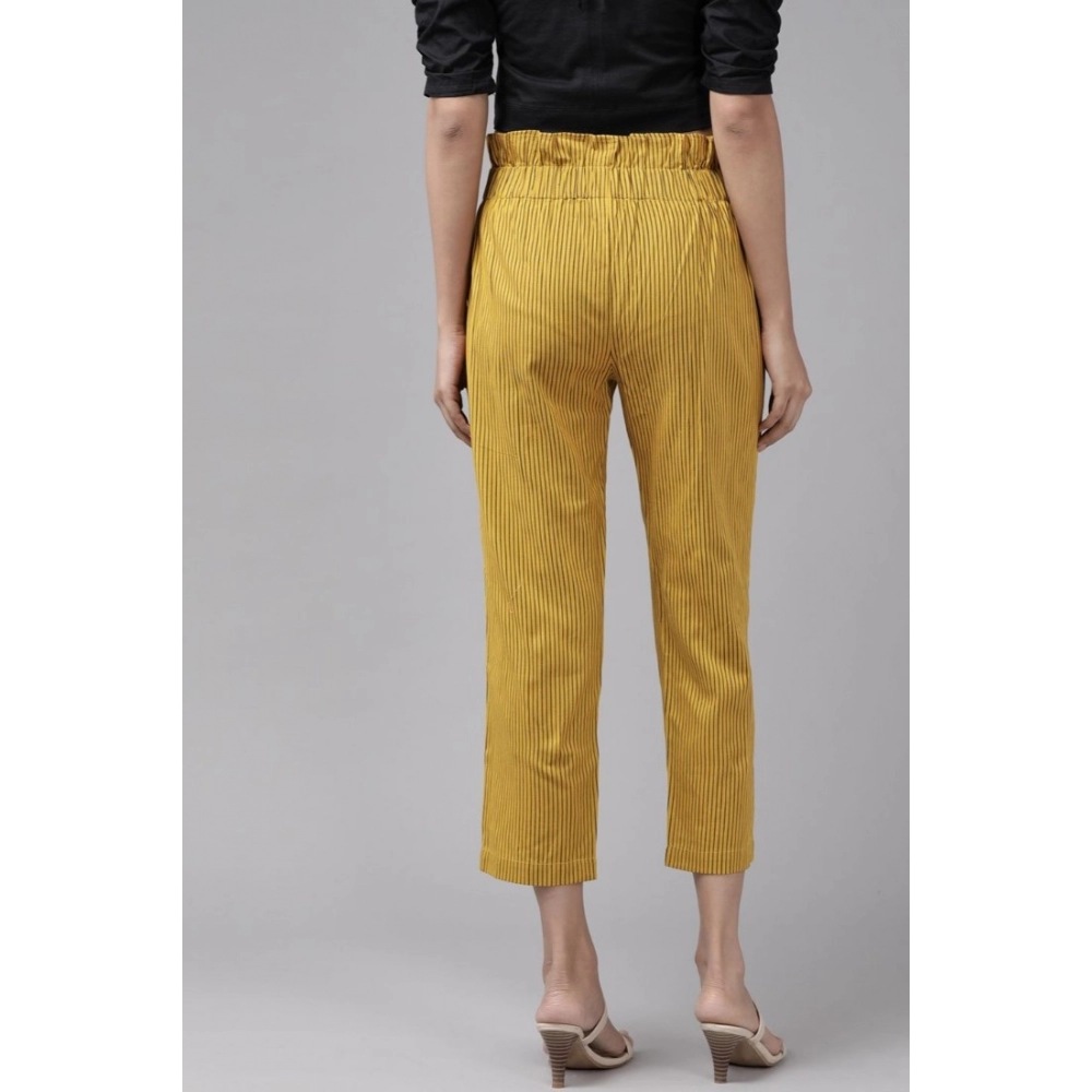 Generic Women's Casual Printed Cotton Flex Trouser Pant (Mustard) - Image 5