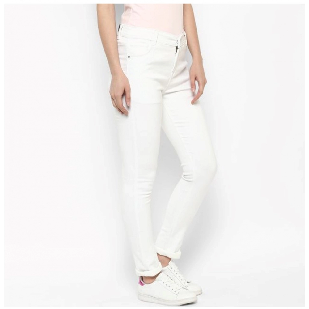Generic Women's Denim Solid Buttoned Jeans (White) - Image 4