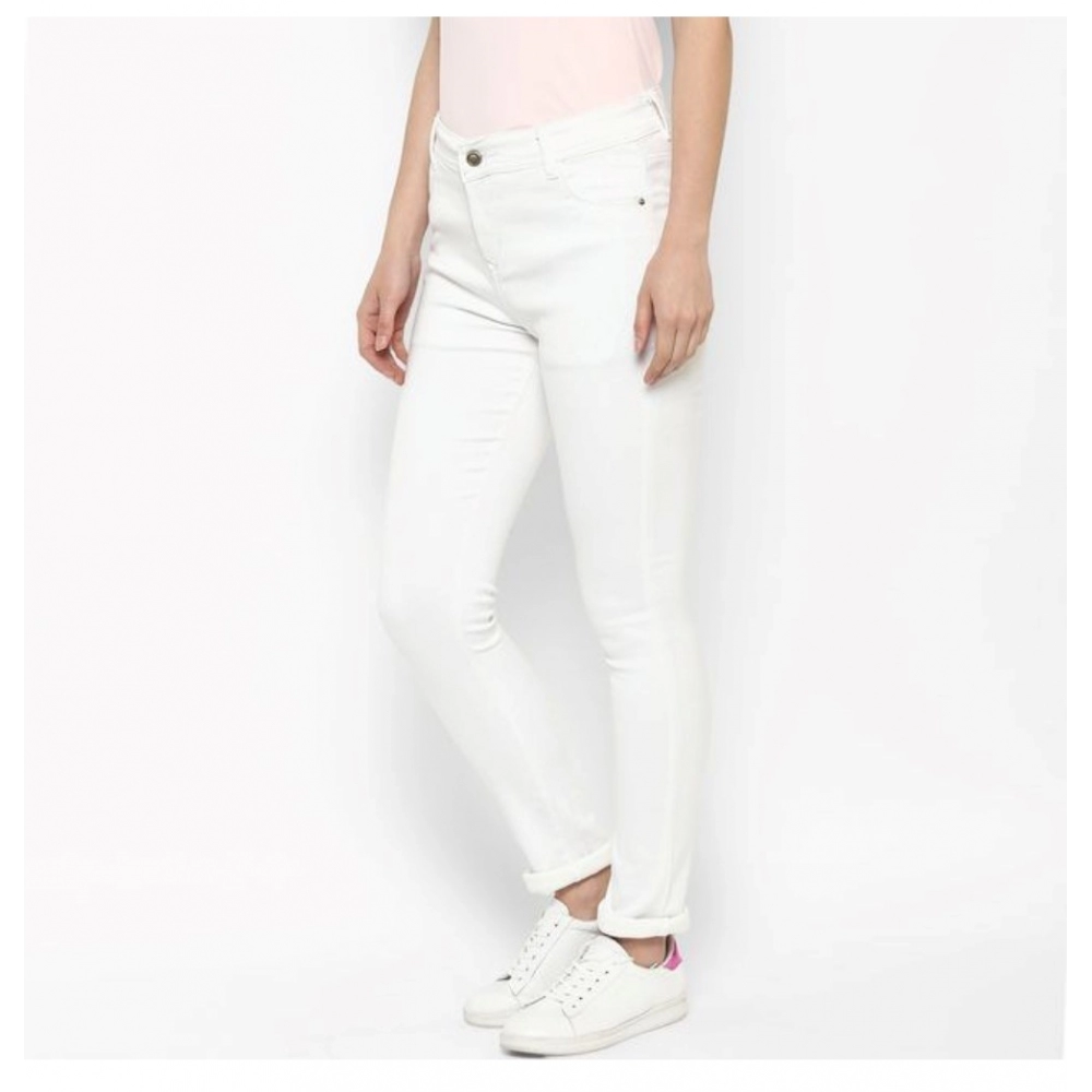 Generic Women's Denim Solid Buttoned Jeans (White) - Image 5