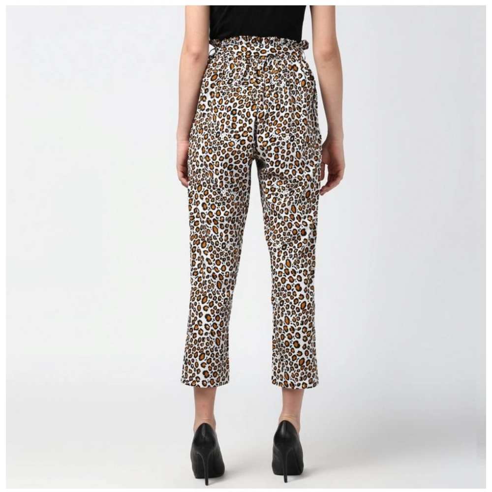 Generic Women's Polyester Animal Print Elasticated Trousers (White - Yellow) - Image 2