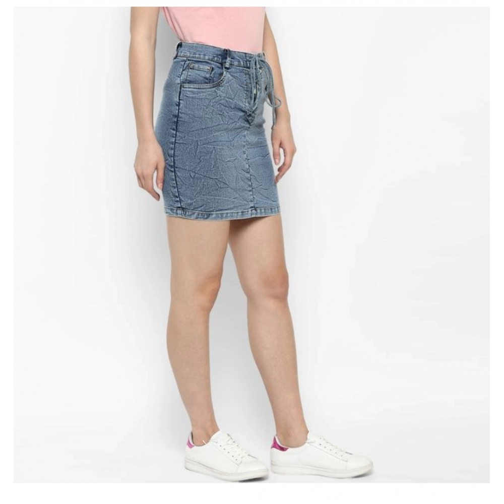 Generic Women's Denim Draw String Buttoned Skirt (Blue) - Image 5