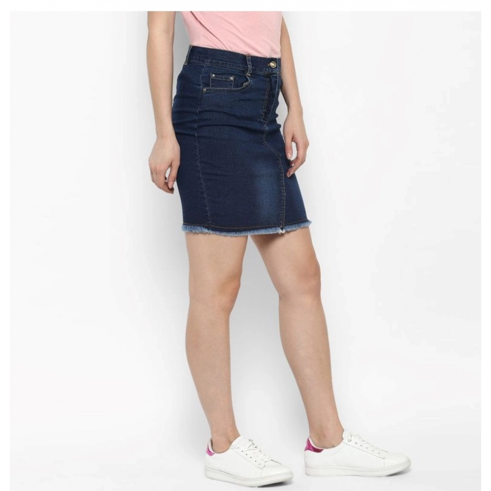 Generic Women's Denim Stitching Pattern Buttoned Skirt (Blue) - Image 5