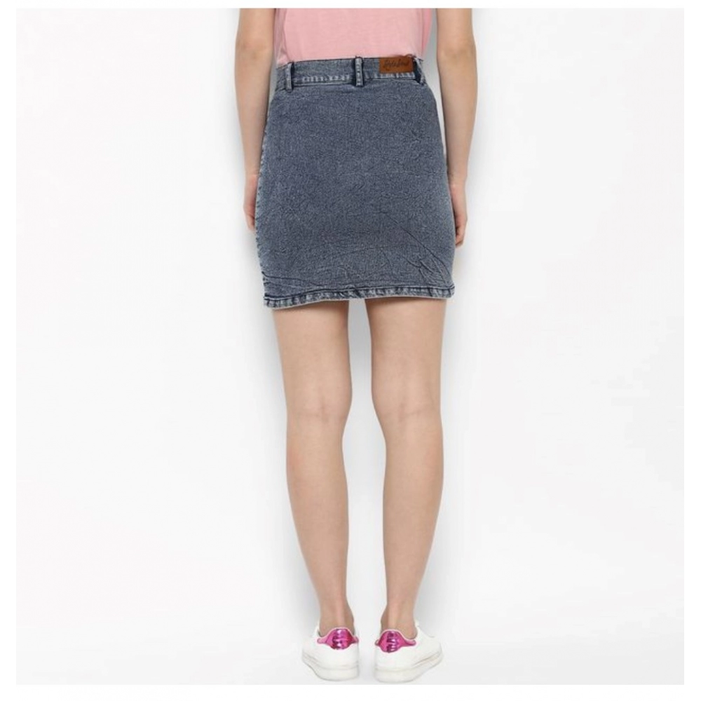 Generic Women's Denim Tie Up Buttoned Skirt (Blue) - Image 2