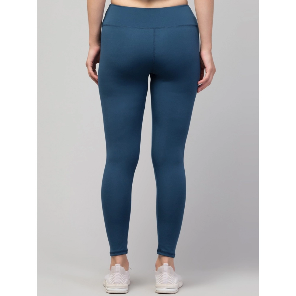 Generic Women's Polyester Solid Ankle Length High-Rise Tights (Teal) - Image 2