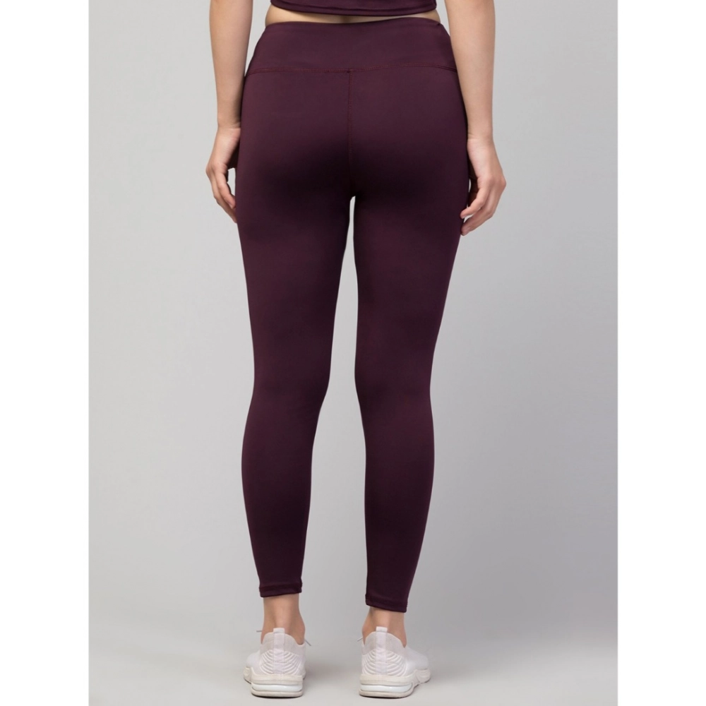 Generic Women's Polyester Solid Ankle Length High-Rise Tights (Purple) - Image 2